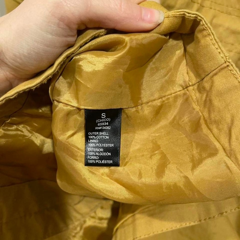 Forever 21 Women's S Utility Jacket Mustard Yellow Hooded Anorak Parka Cotton‎ - Picture 5 of 7